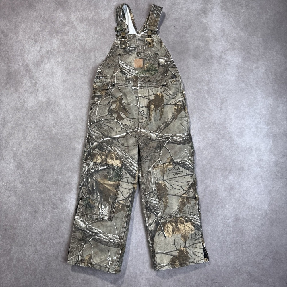 Carhartt Youth Kids Overalls Bibs Insulated Size 5 Camo Double Knee Realtree